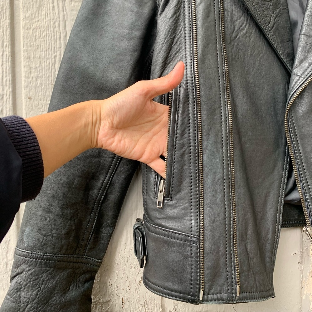 Ben Sherman genuine leather jacket, double zip closure - Picture 2 of 16